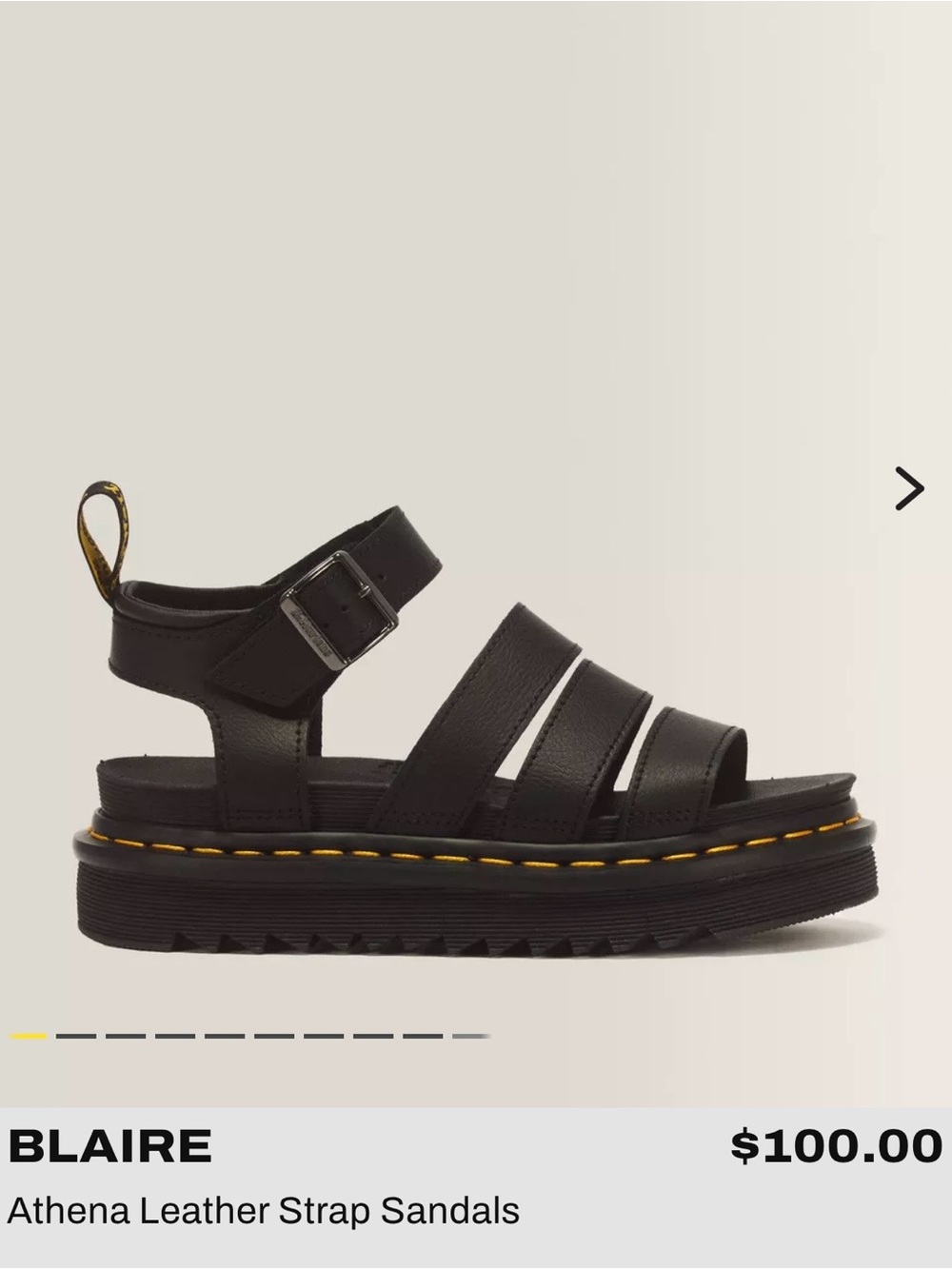 Dr. Martens Black Leather Strappy Platform Sandals